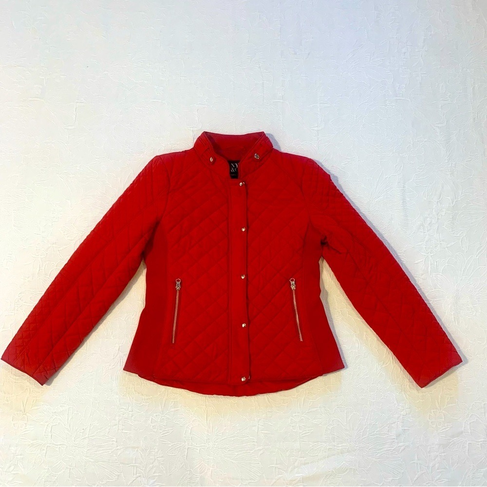 New York & Company Women's S Red Quilted Puffer Jacket Outdoors Cool Weather